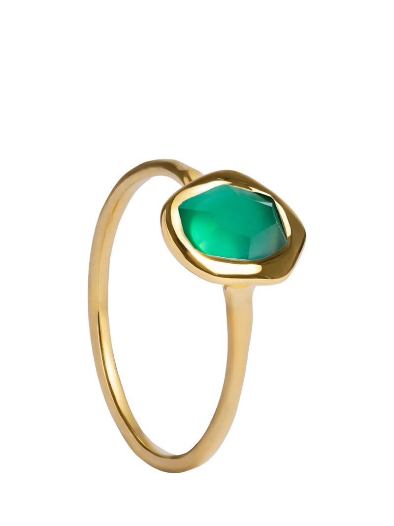 Monica Vinader Odyssey Onyx Stacking Ring, Gold/Green