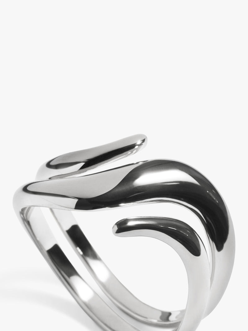 Monica Vinader sterling silver swirl wrap ring, imported from the UK