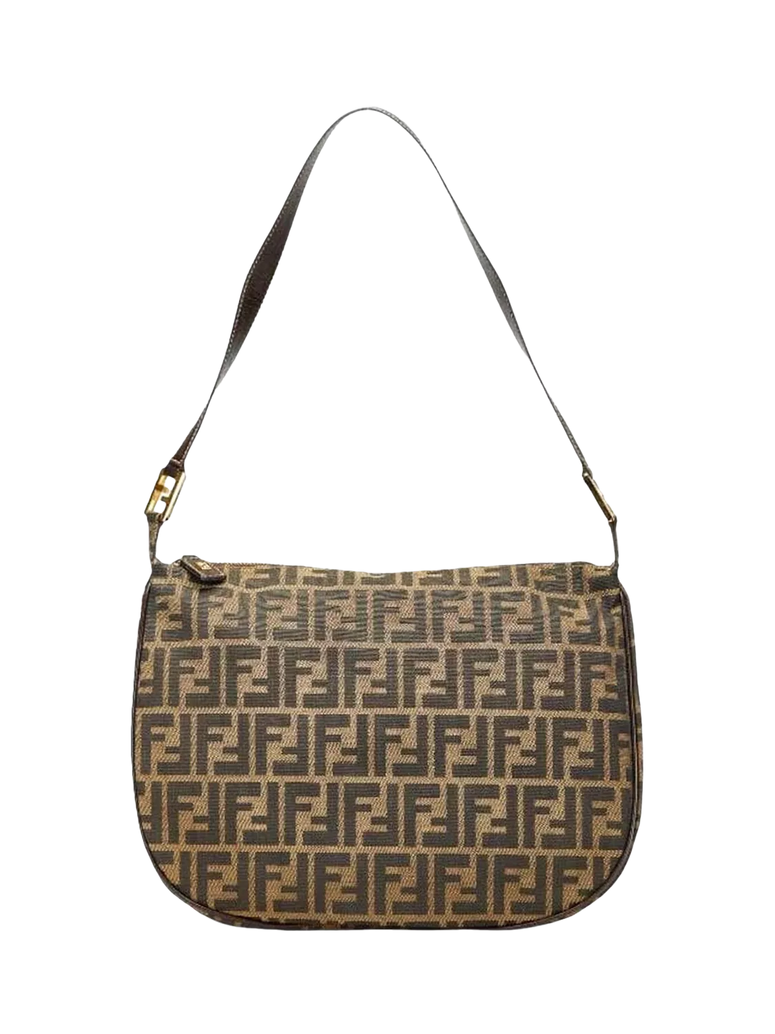 Fendi FF Zucca canvas shoulder bag brown, imported from the UK