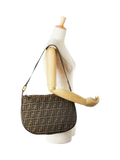 Fendi FF Zucca canvas shoulder bag brown, imported from the UK