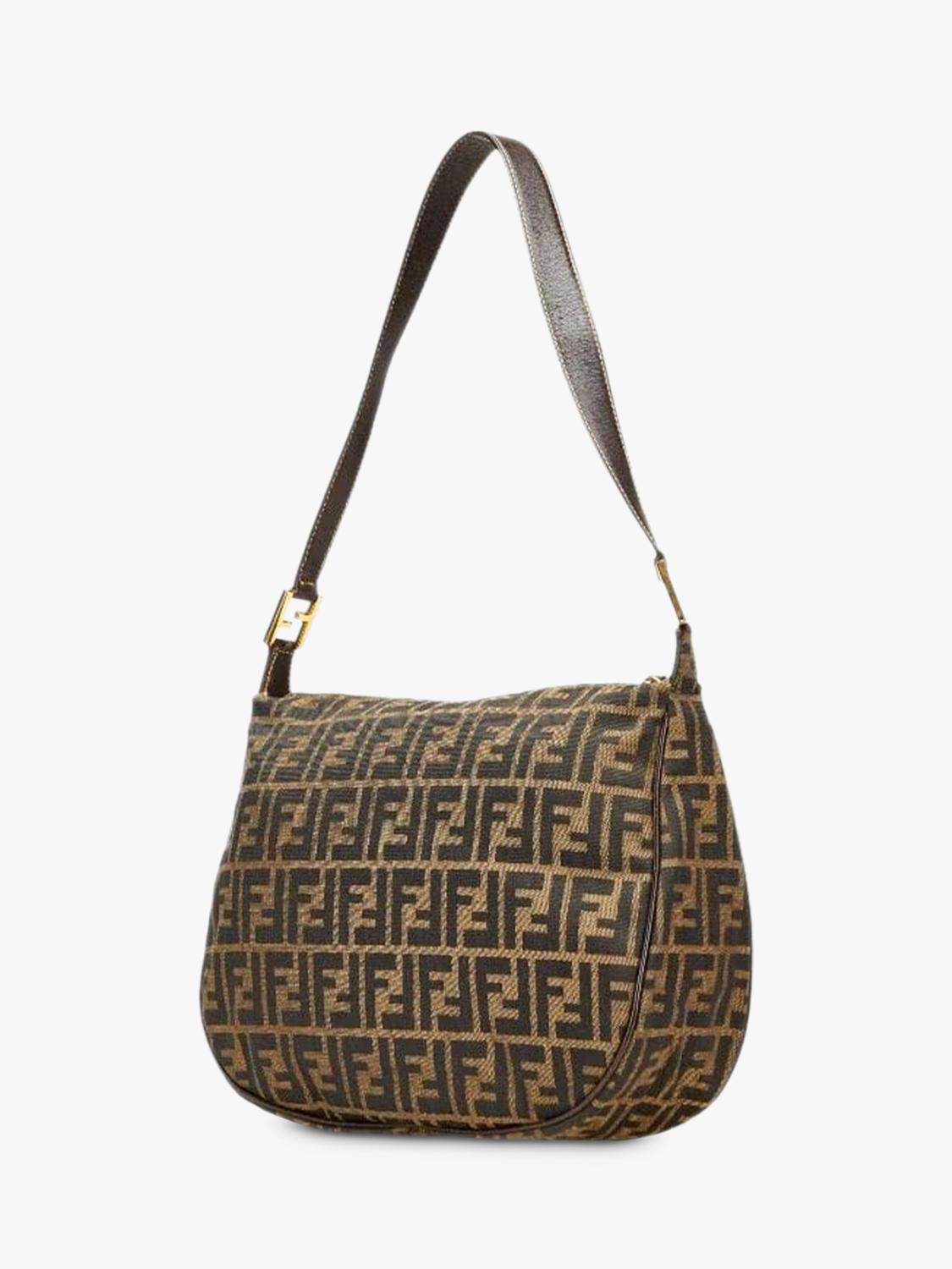 Fendi FF Zucca canvas shoulder bag brown, imported from the UK