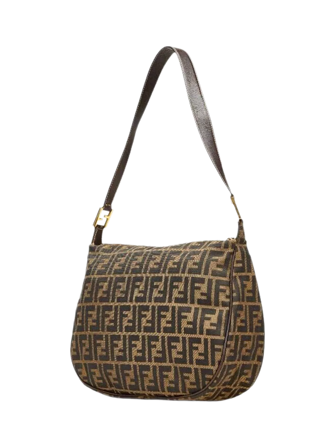 Fendi FF Zucca canvas shoulder bag brown, imported from the UK