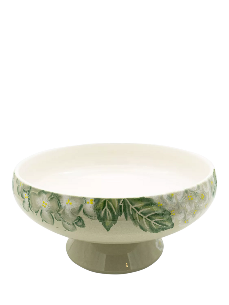 BlissHome earthenware footed bowl Hydrangea design 32.5cm, UK version