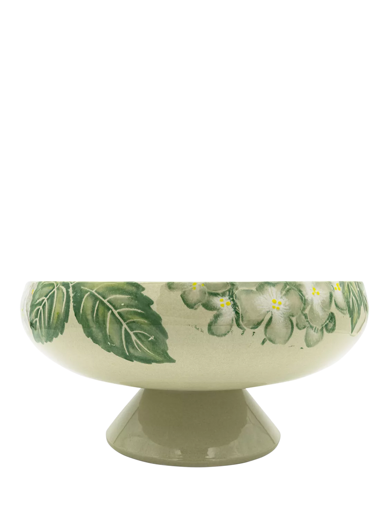 BlissHome earthenware footed bowl Hydrangea design 32.5cm, UK version
