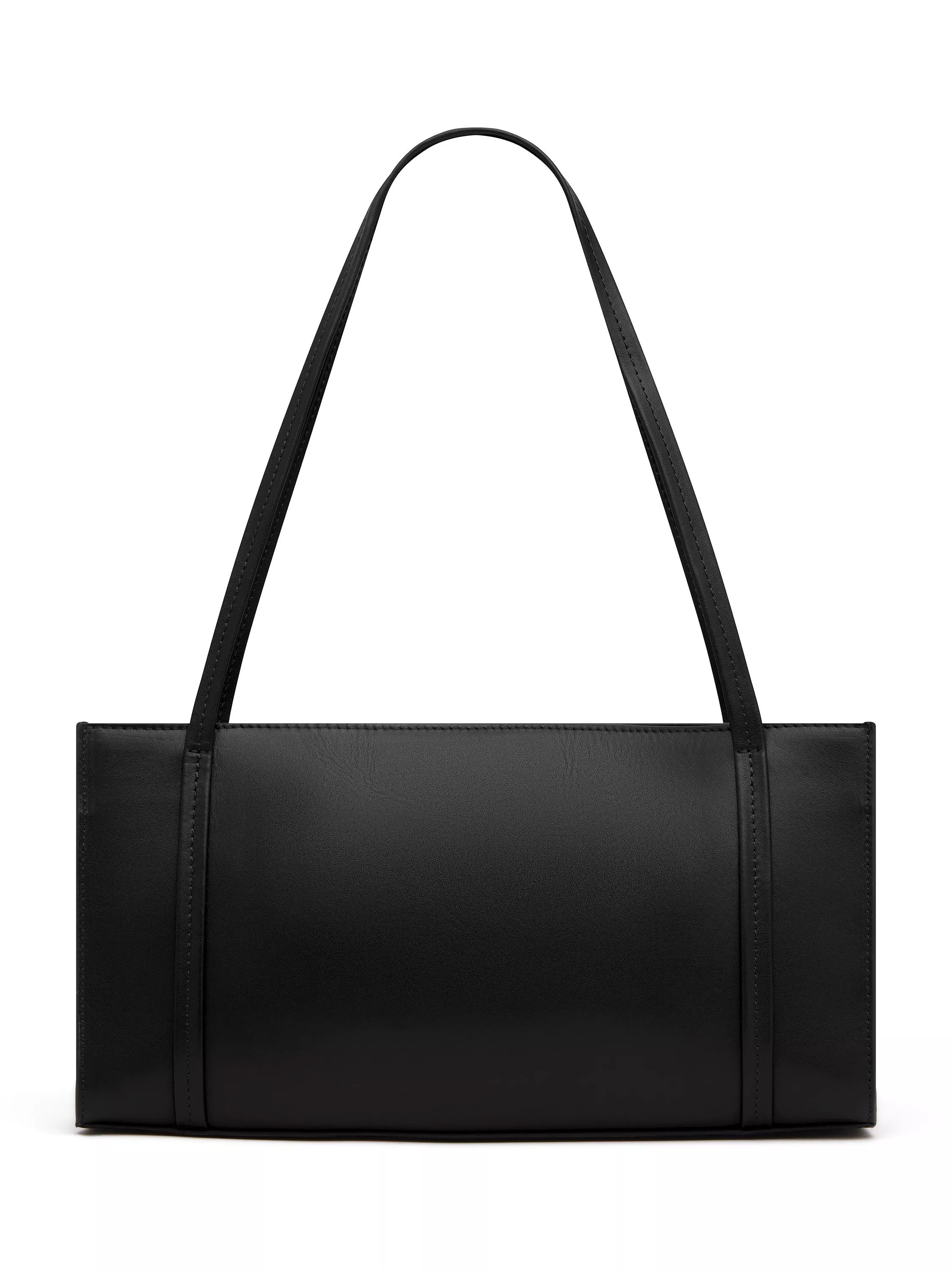 St. Agni minimal black leather pocket bag, UK version