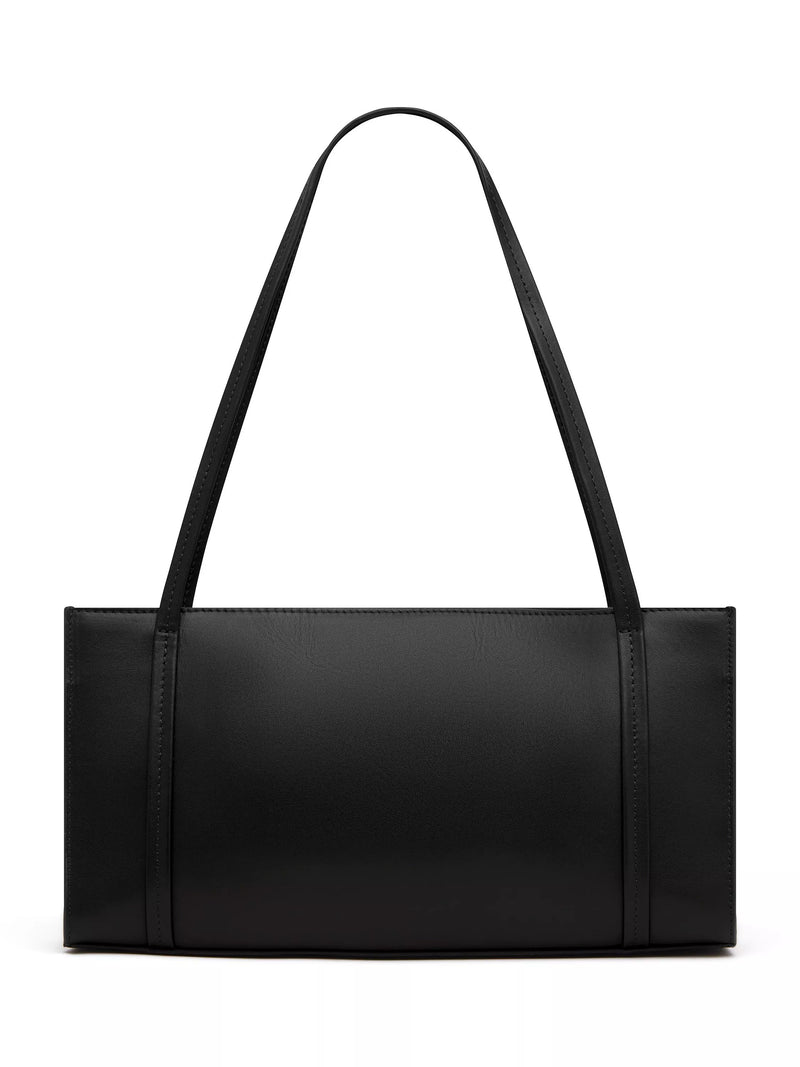 St. Agni minimal black leather pocket bag, UK version