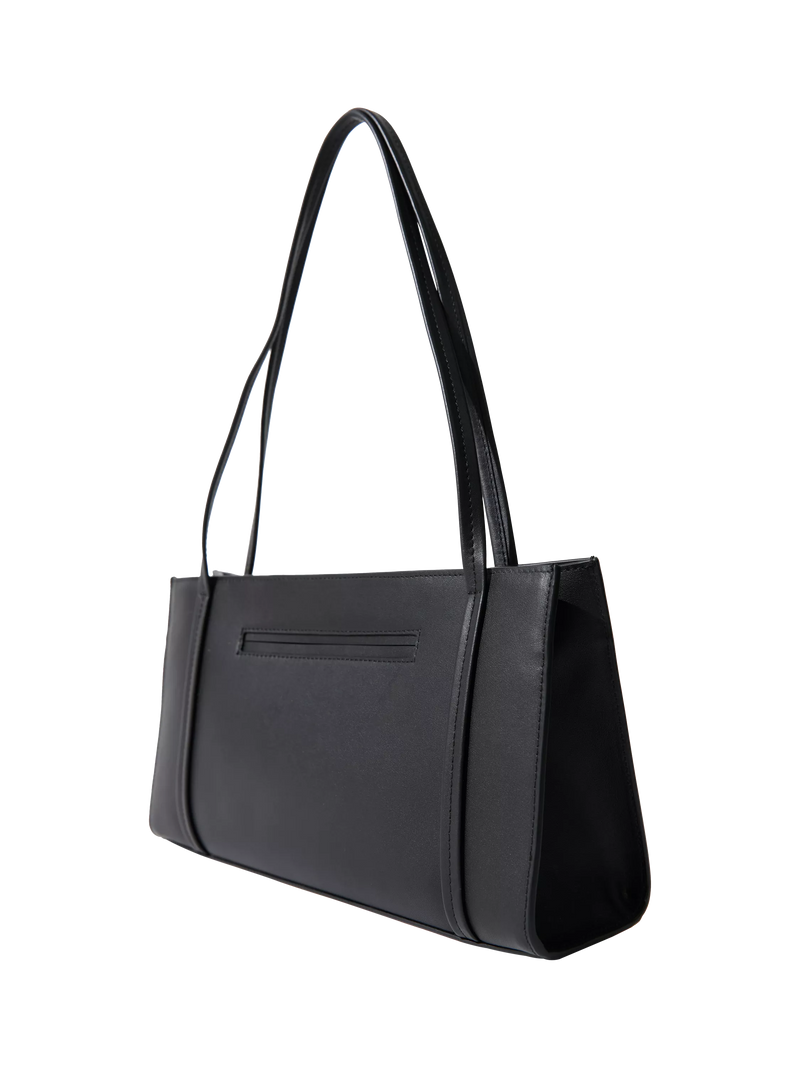 St. Agni minimal black leather pocket bag, UK version