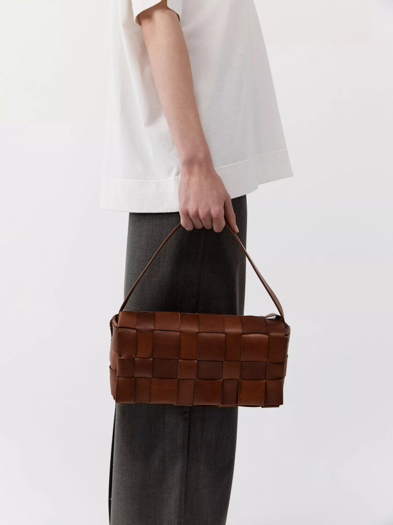 St. Agni Woven Envelope Slim Leather Tote Bag chestnut (British brand)