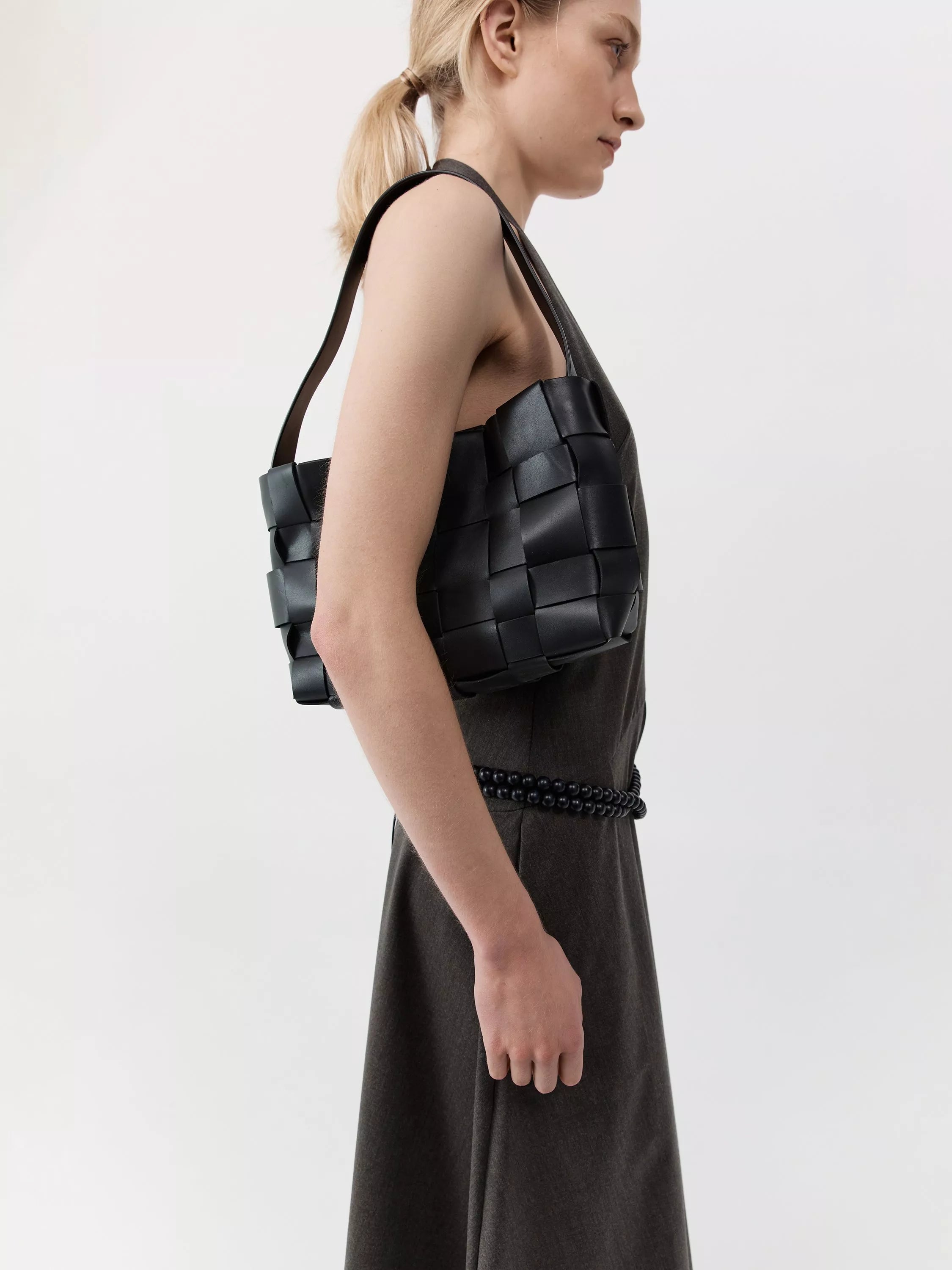 St. Agni mini leather tote bag black (British brand)