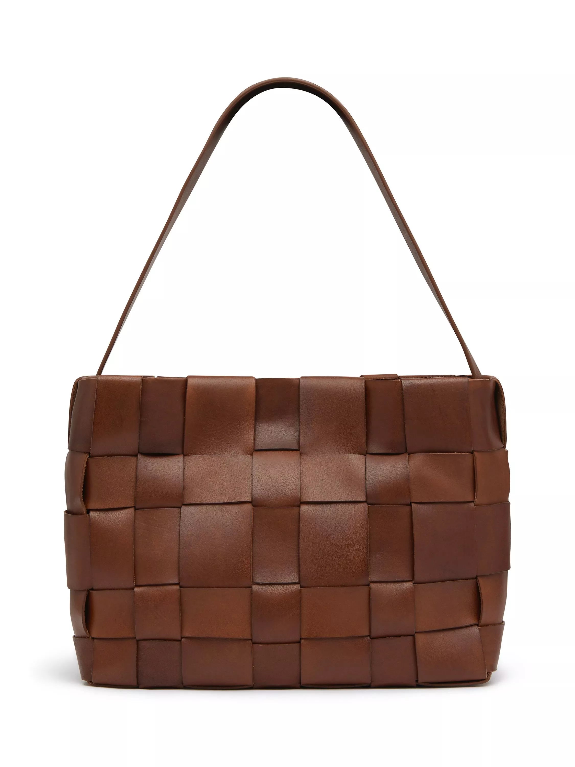 St. Agni woven mini tote in Chestnut, UK version