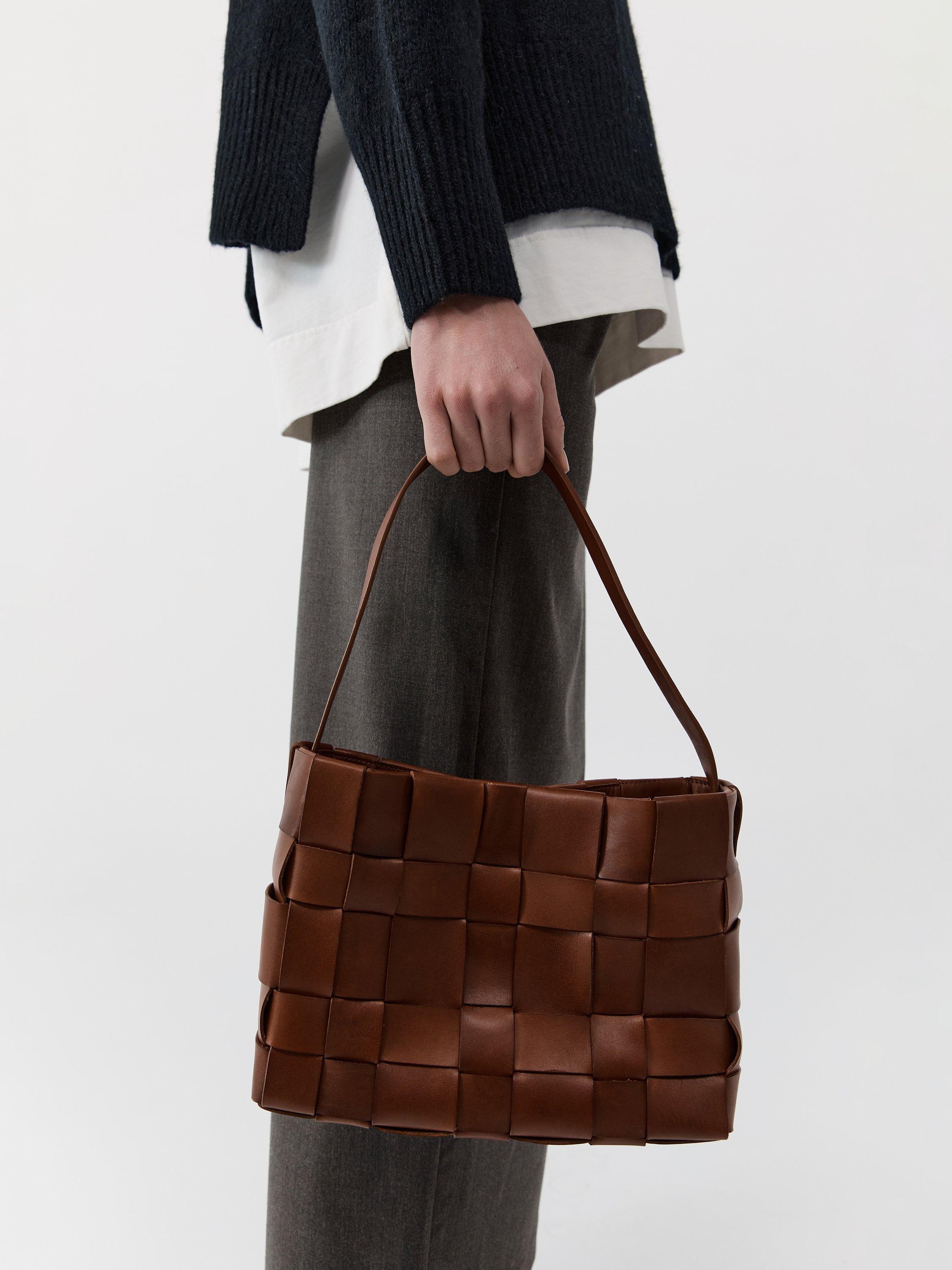 St. Agni woven mini tote in Chestnut, UK version