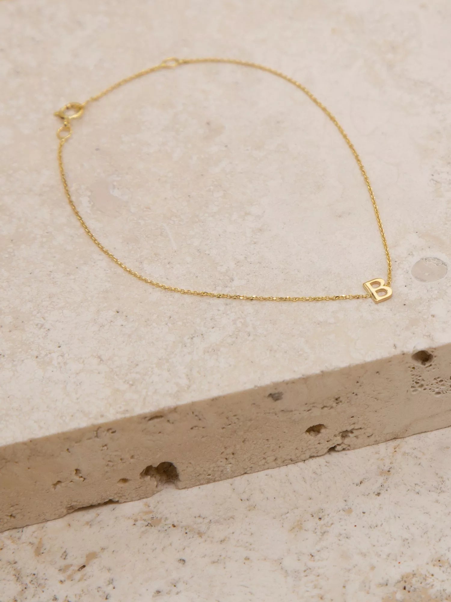 IBB Initial Letter 9ct Gold Chain Bracelet 15-18cm