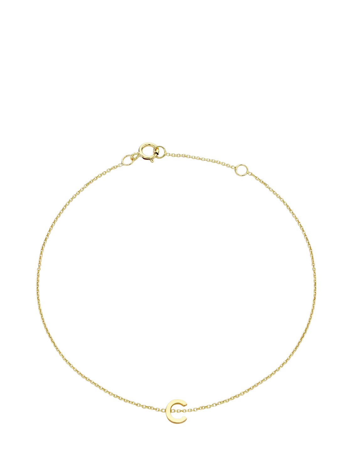 IBB Initial Letter 9ct Gold Chain Bracelet 15-18cm