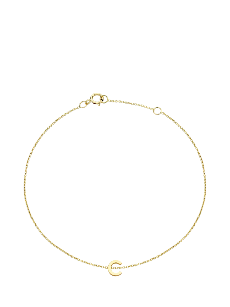 IBB Initial Letter 9ct Gold Chain Bracelet 15-18cm