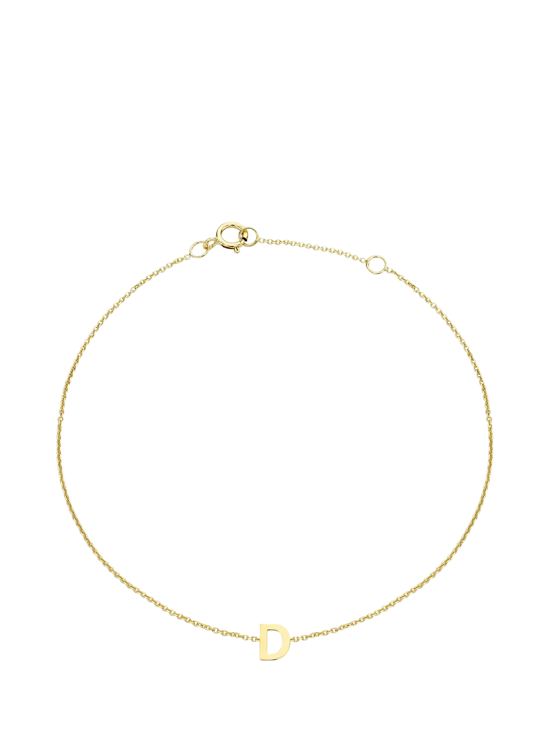 IBB Initial Letter 9ct Gold Chain Bracelet 15-18cm