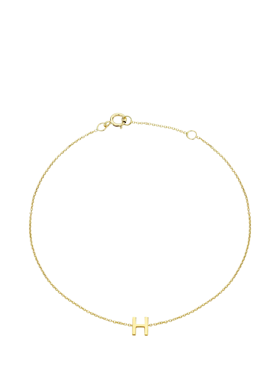 IBB Initial Letter 9ct Gold Chain Bracelet 15-18cm