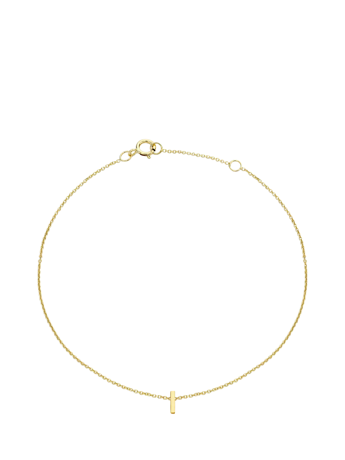 IBB Initial Letter 9ct Gold Chain Bracelet 15-18cm