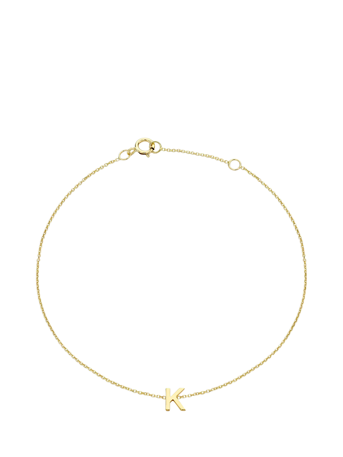 IBB Initial Letter 9ct Gold Chain Bracelet 15-18cm