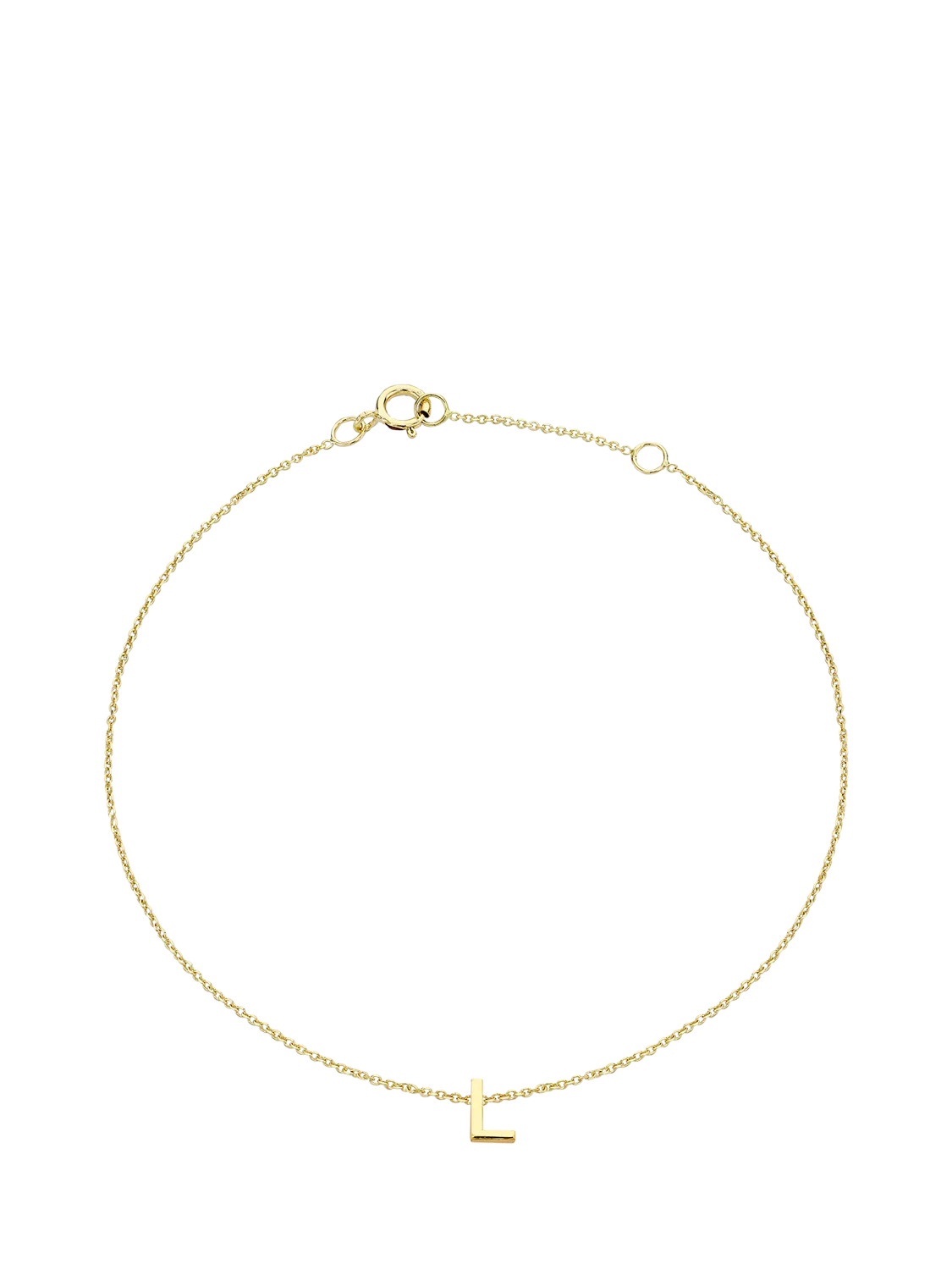 IBB Initial Letter 9ct Gold Chain Bracelet 15-18cm