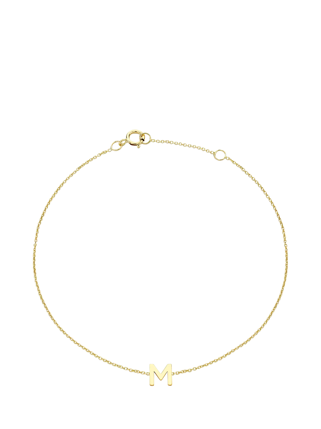 IBB Initial Letter 9ct Gold Chain Bracelet 15-18cm