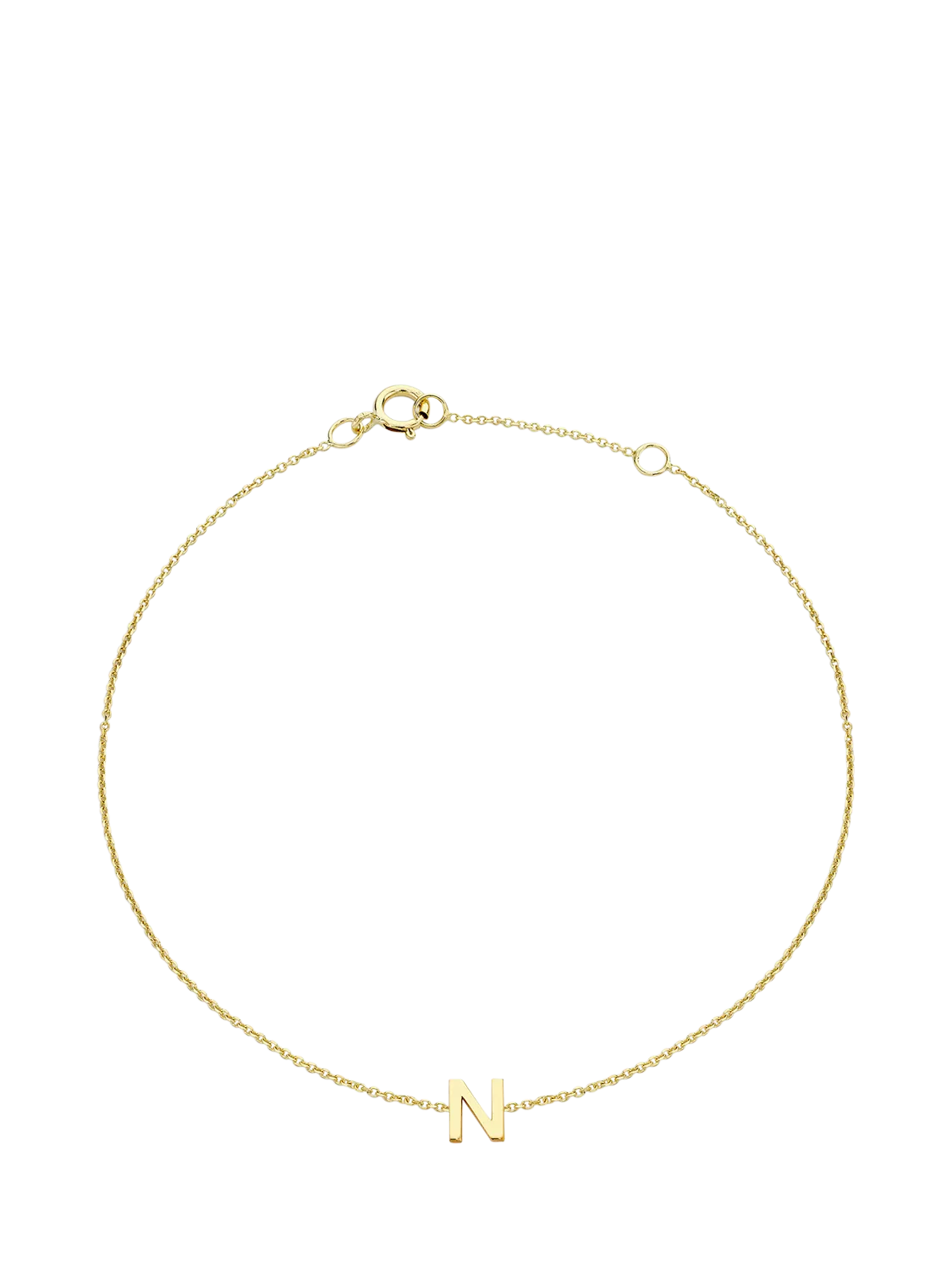 IBB Initial Letter 9ct Gold Chain Bracelet 15-18cm