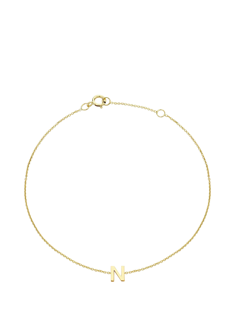 IBB Initial Letter 9ct Gold Chain Bracelet 15-18cm