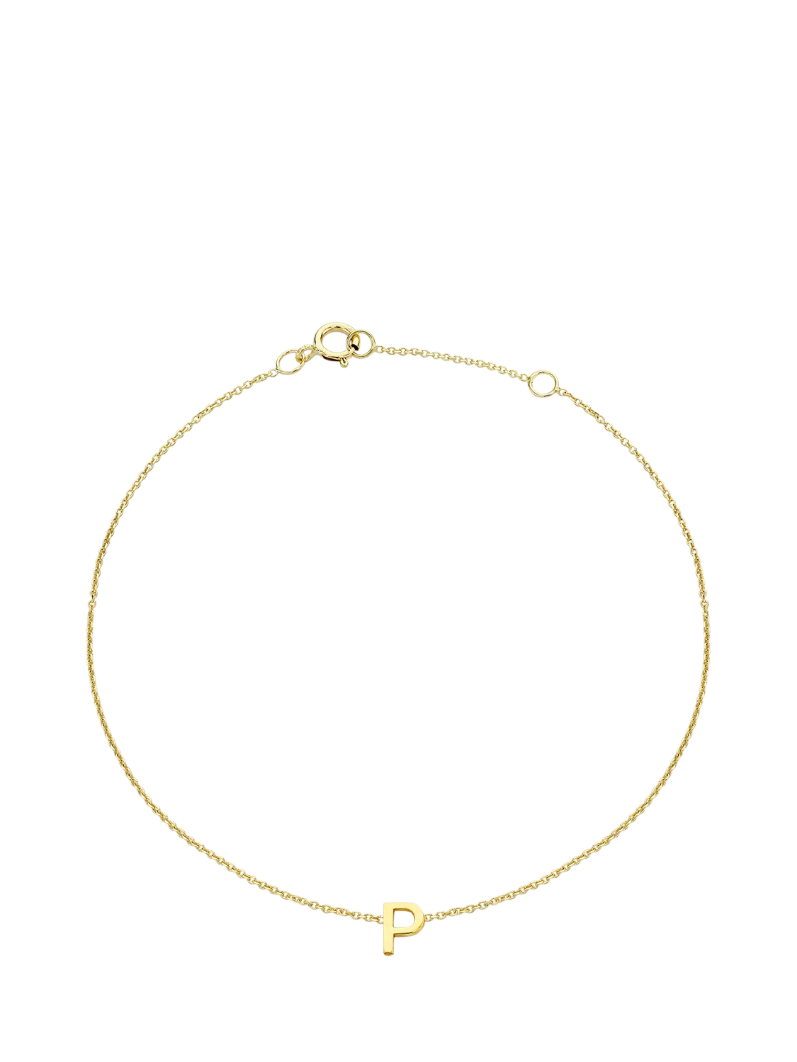 IBB Initial Letter 9ct Gold Chain Bracelet 15-18cm