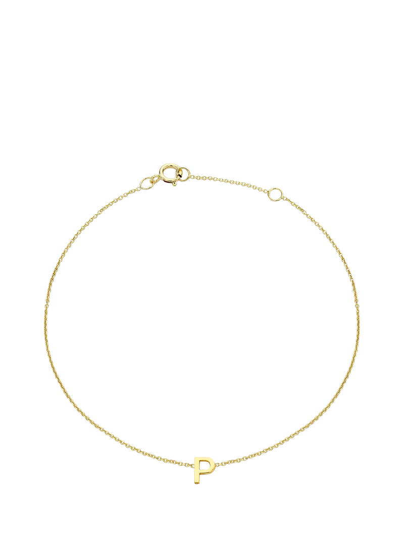 IBB Initial Letter 9ct Gold Chain Bracelet 15-18cm