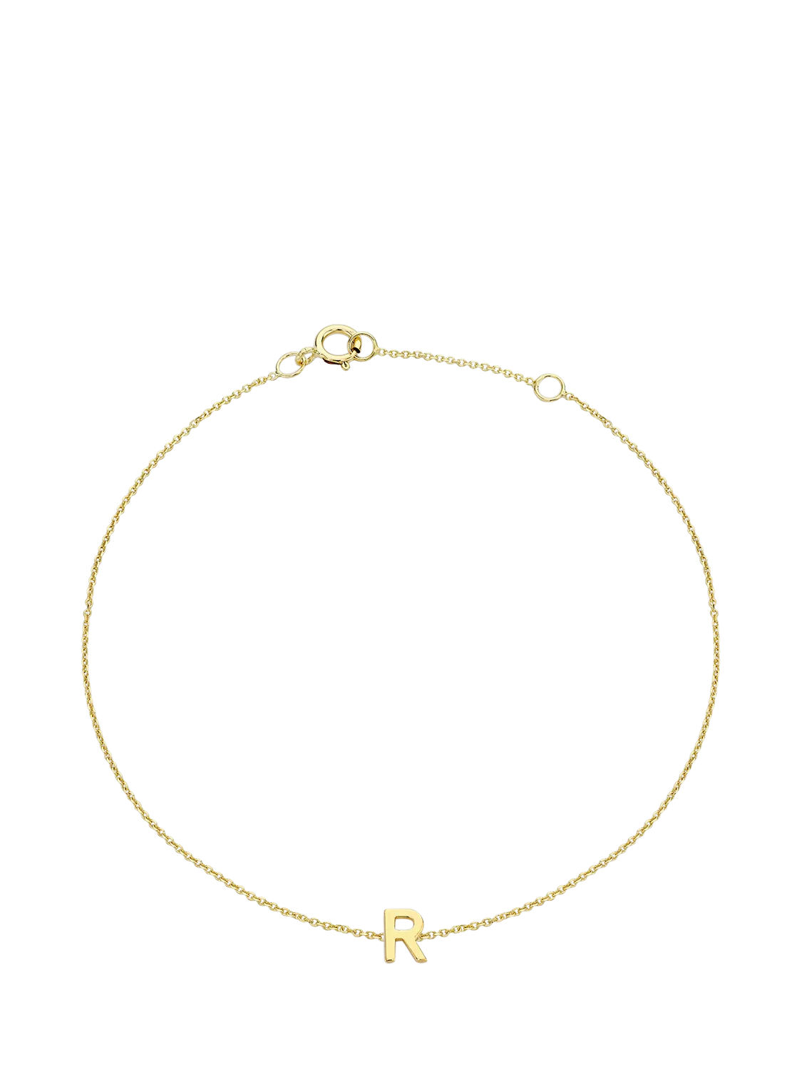 IBB Initial Letter 9ct Gold Chain Bracelet 15-18cm