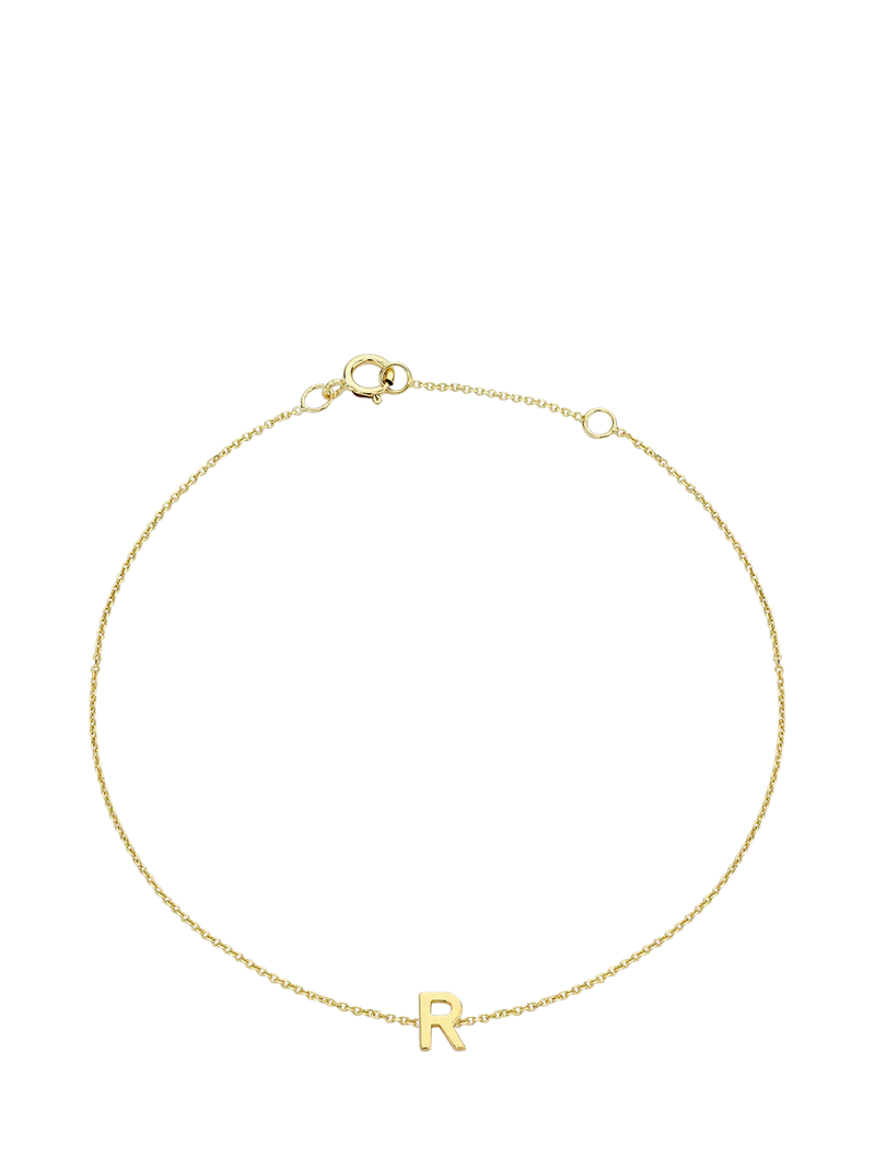 IBB Initial Letter 9ct Gold Chain Bracelet 15-18cm