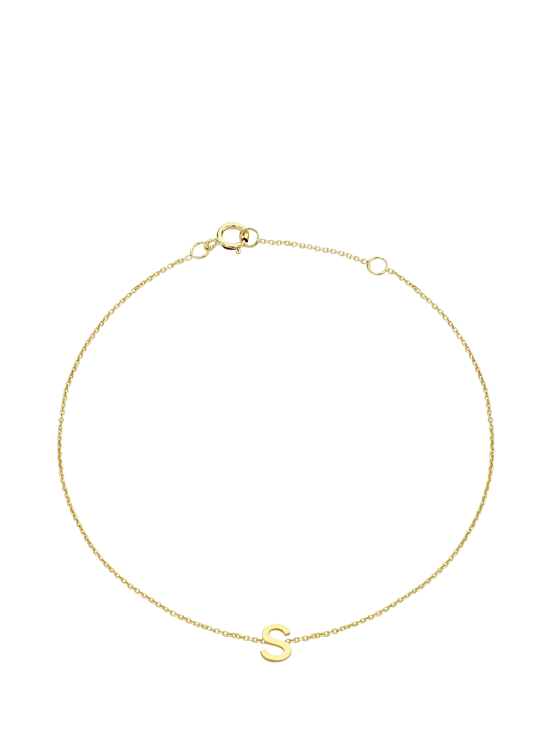 IBB Initial Letter 9ct Gold Chain Bracelet 15-18cm