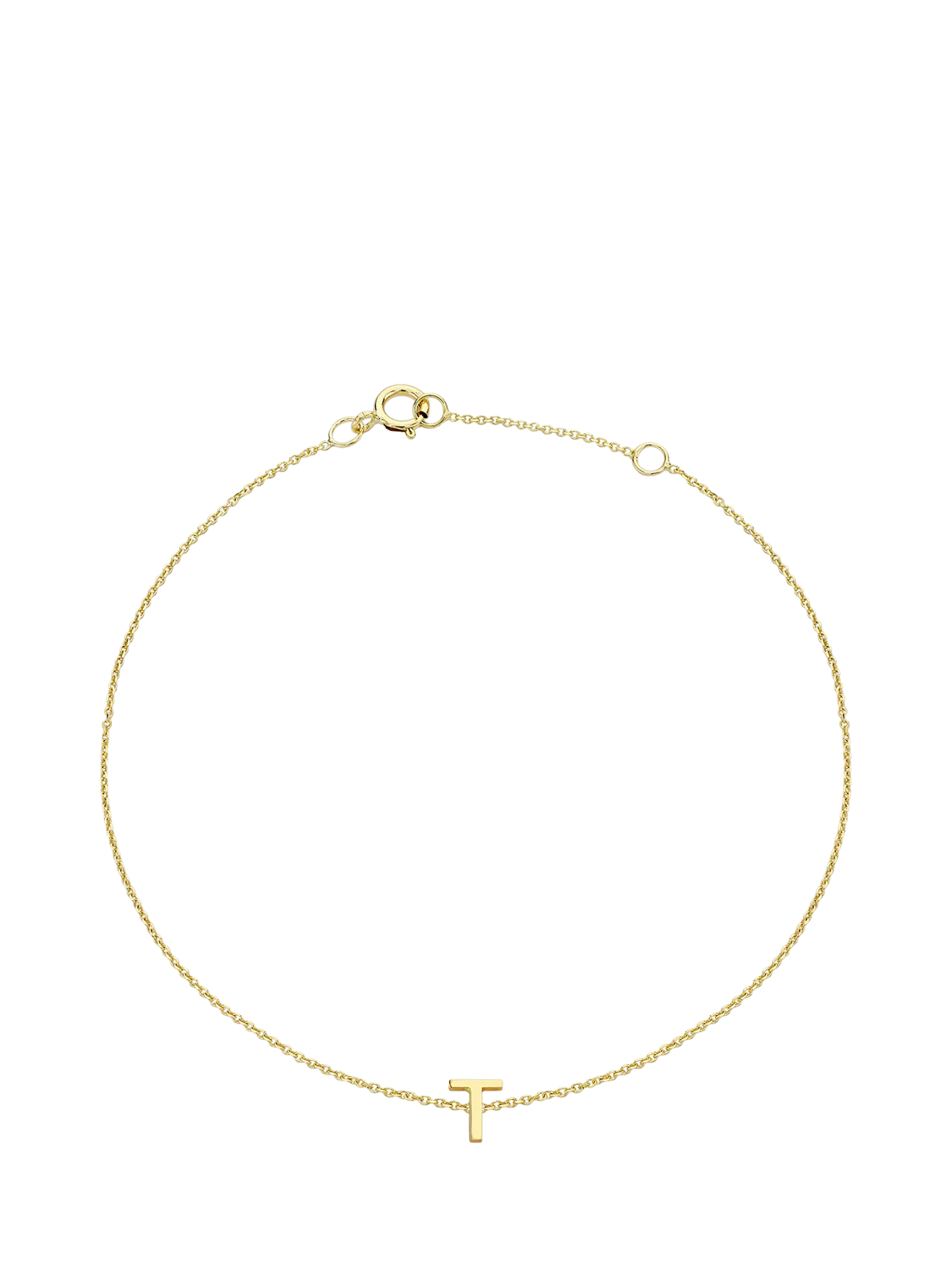 IBB Initial Letter 9ct Gold Chain Bracelet 15-18cm