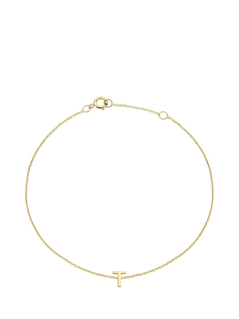 IBB Initial Letter 9ct Gold Chain Bracelet 15-18cm