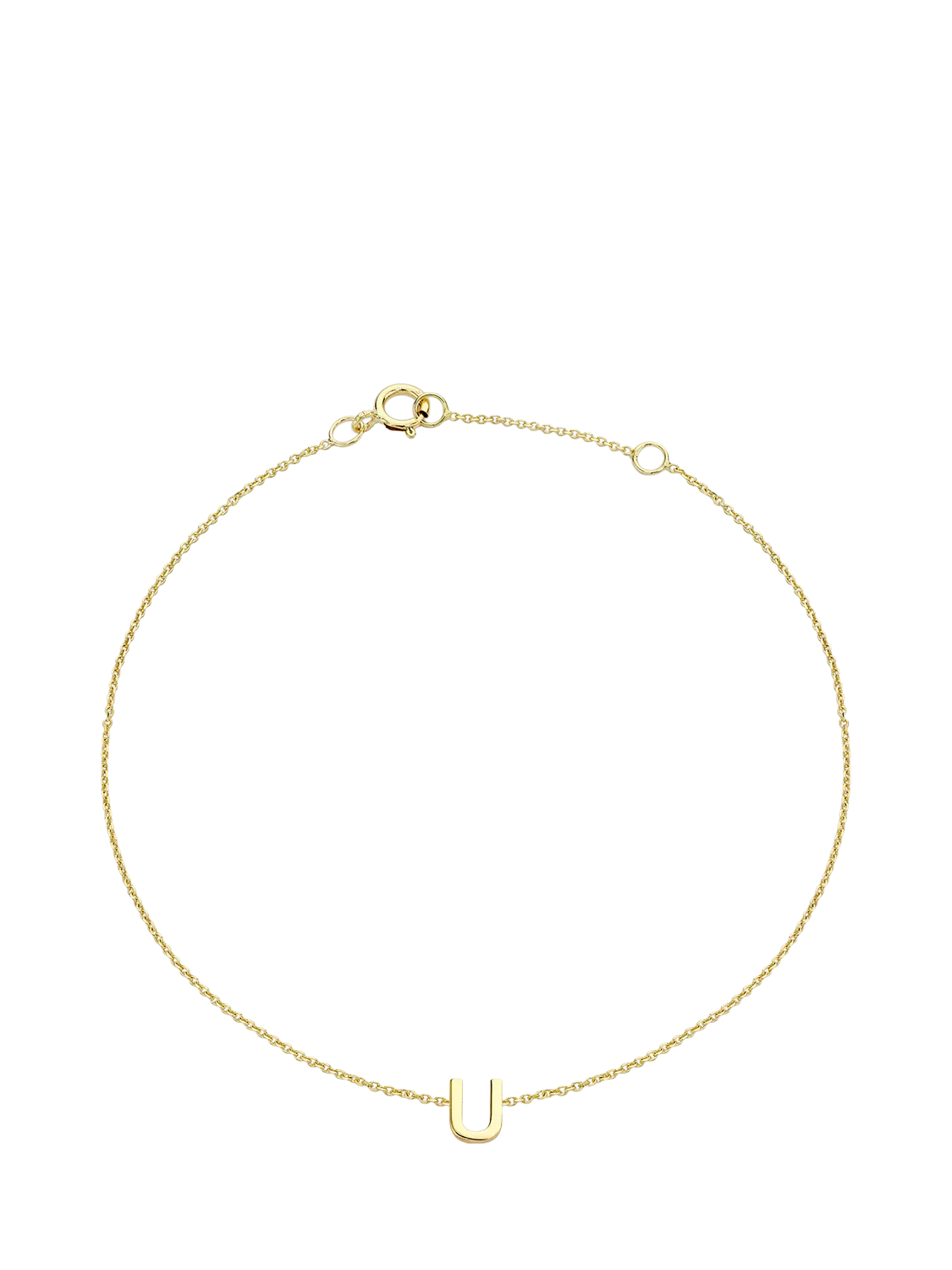 IBB Initial Letter 9ct Gold Chain Bracelet 15-18cm