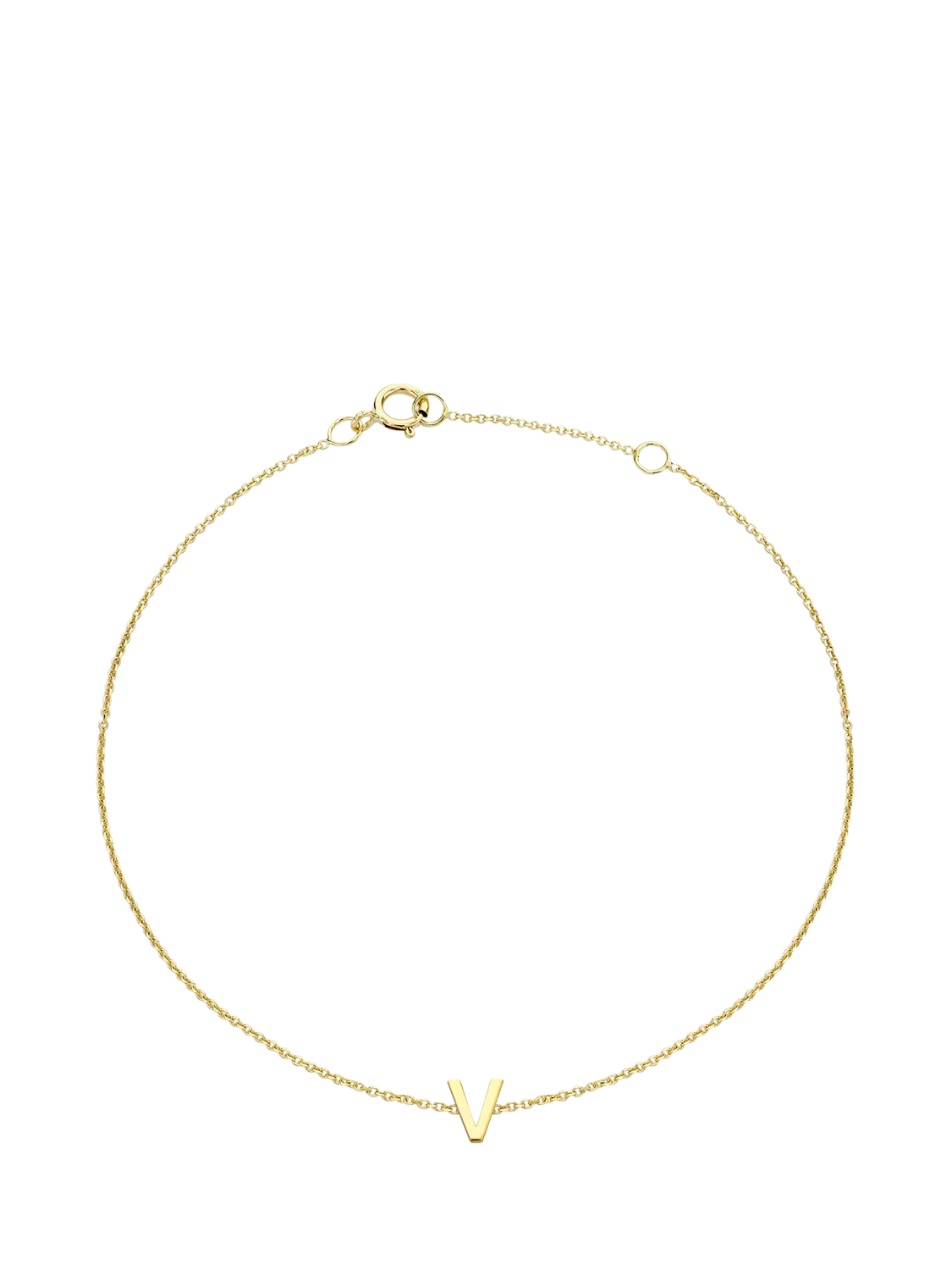 IBB Initial Letter 9ct Gold Chain Bracelet 15-18cm