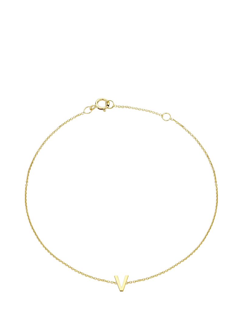 IBB Initial Letter 9ct Gold Chain Bracelet 15-18cm