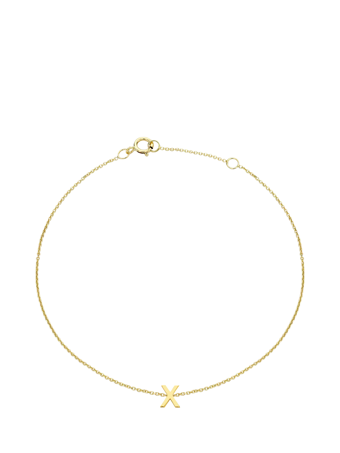 IBB Initial Letter 9ct Gold Chain Bracelet 15-18cm