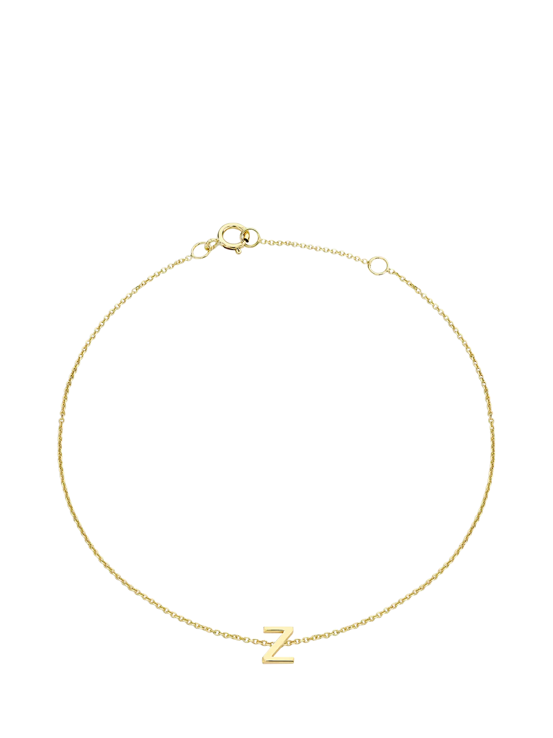IBB Initial Letter 9ct Gold Chain Bracelet 15-18cm