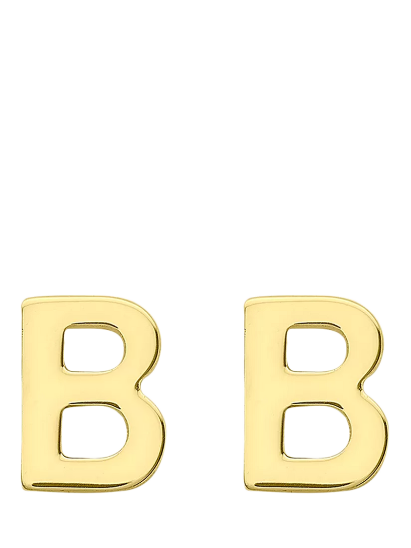 IBB Initial Letter Gold Stud Earrings