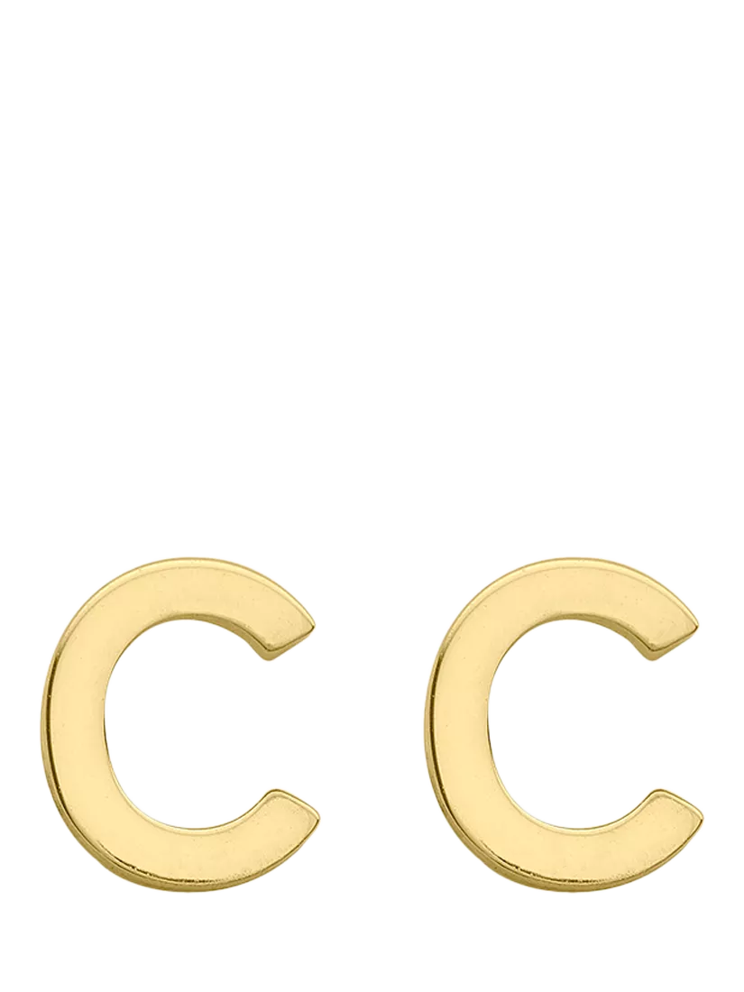 IBB Initial Letter Gold Stud Earrings