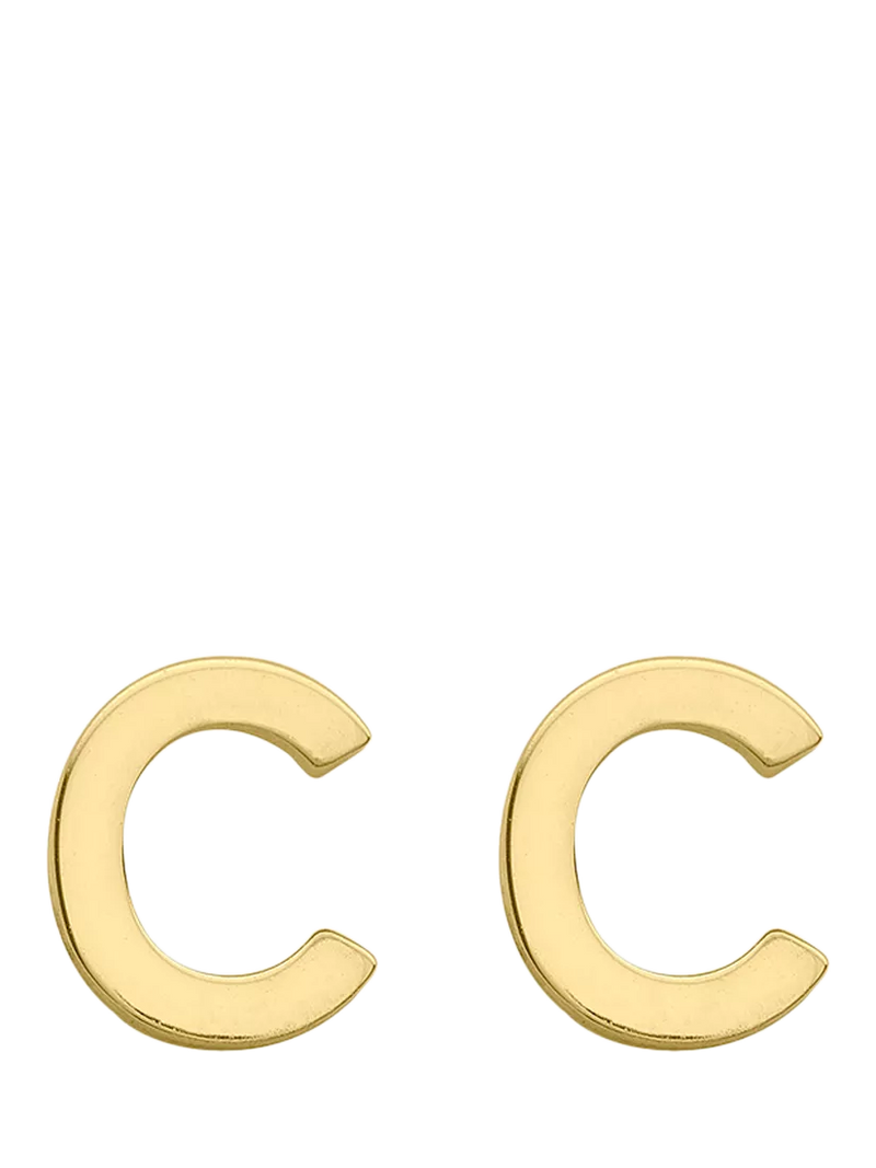 IBB Initial Letter Gold Stud Earrings