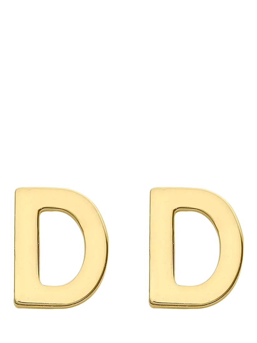 IBB Initial Letter Gold Stud Earrings