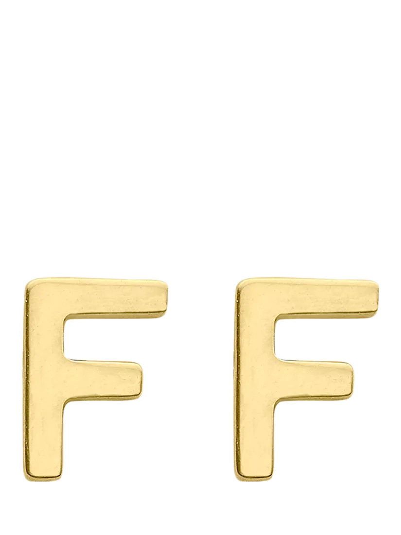 IBB Initial Letter Gold Stud Earrings
