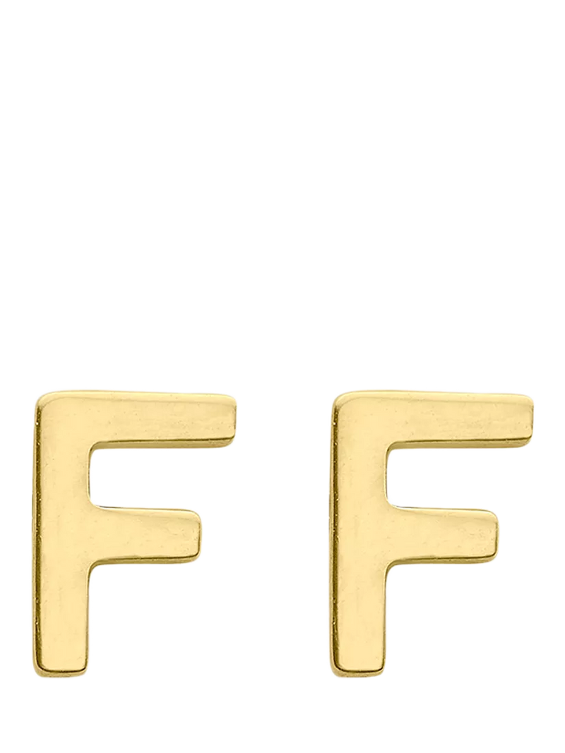 IBB Initial Letter Gold Stud Earrings