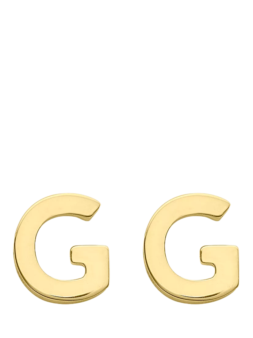 IBB Initial Letter Gold Stud Earrings