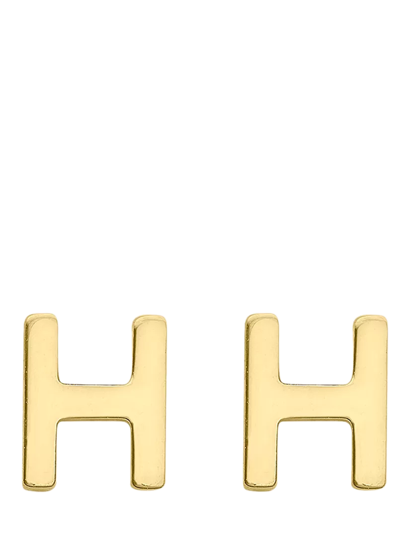 IBB Initial Letter Gold Stud Earrings