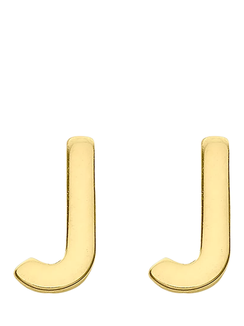 IBB Initial Letter Gold Stud Earrings