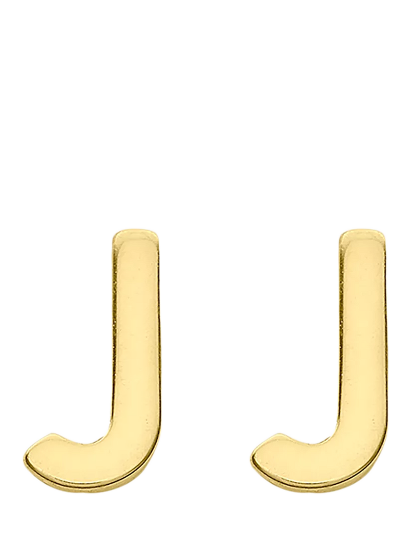 IBB Initial Letter Gold Stud Earrings