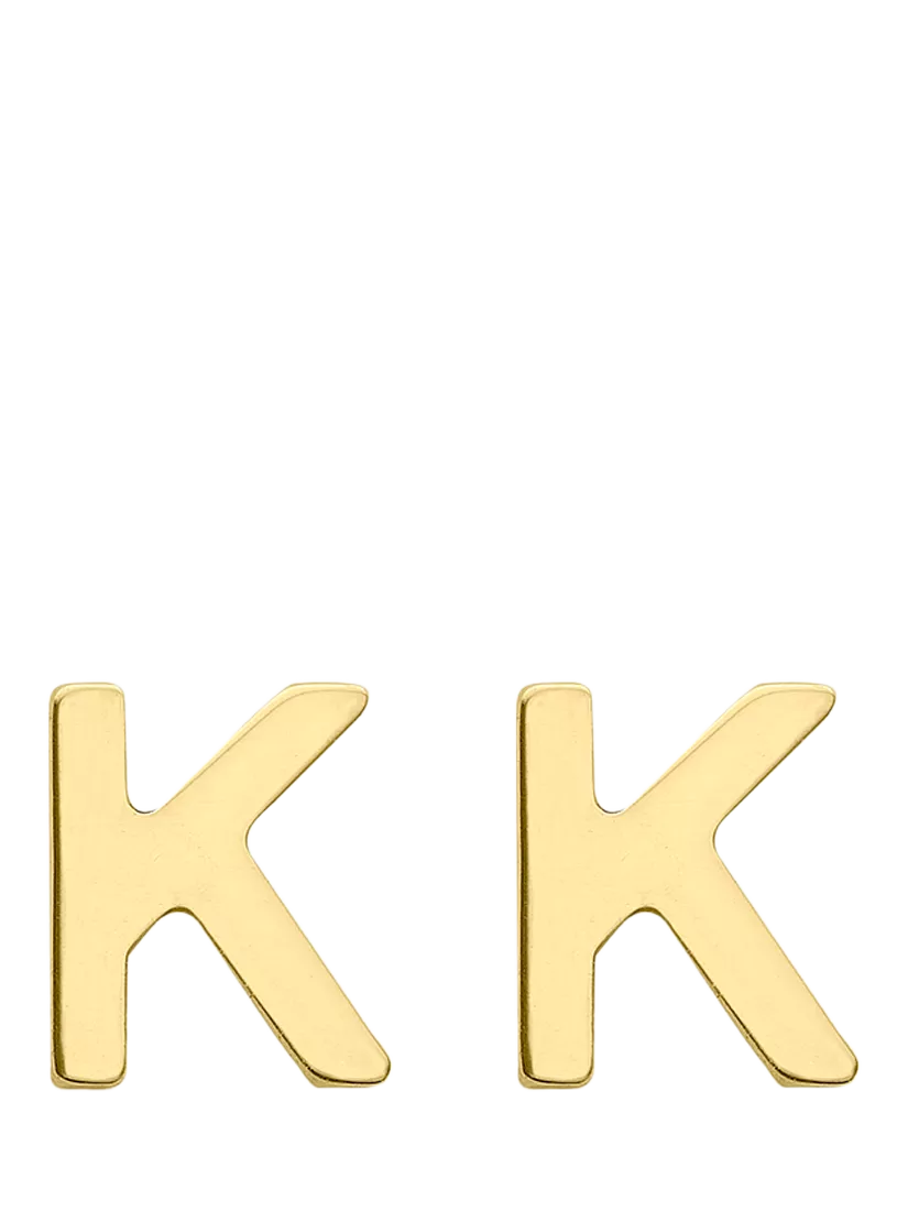 IBB Initial Letter Gold Stud Earrings