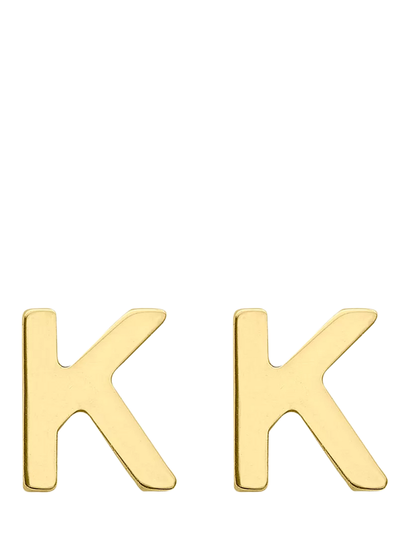 IBB Initial Letter Gold Stud Earrings